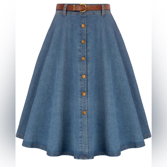 NWT Denim Blue Button-Down Skirt - Picture 4 of 8